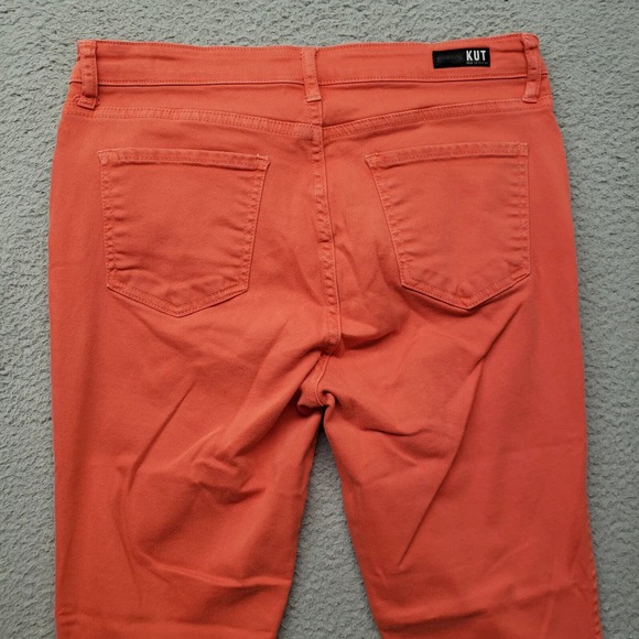 KUT from the Kloth Pants Womens 8 Orange Skinny Raw Hem Casual Logo Pockets - Picture 4 of 16